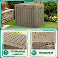 Deck Box 40 Gallon Lockable Outdoor Storage Bench, Brown Polypropylene