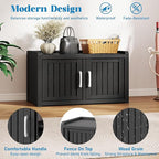 2-Tier Storage Bench, Waterproof UV-Resistant Outdoor Shoe Storage Cabinet with 2 Doors & Adjustable Shelves for Indoor Outdoor Entryway, Hallway, Living Room (Raven Black)