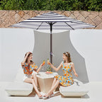 JEAREY 7.5FT Patio Umbrella Outdoor Market Umbrella with 6 Sturdy Ribs, Push Button Tilt/Crank Table Umbrella for Garden, Deck, Backyard and Pool, Black & White Stripe