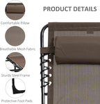 Outsunny Chaise Lounge Chair Outdoor, 5-Position Adjustable Sun Tanning Chair with Carrying Handle and Side Pocket, Folding Bed Cot with Removable Pillow for Garden, Beach, Patio, Pool, Camp, Brown