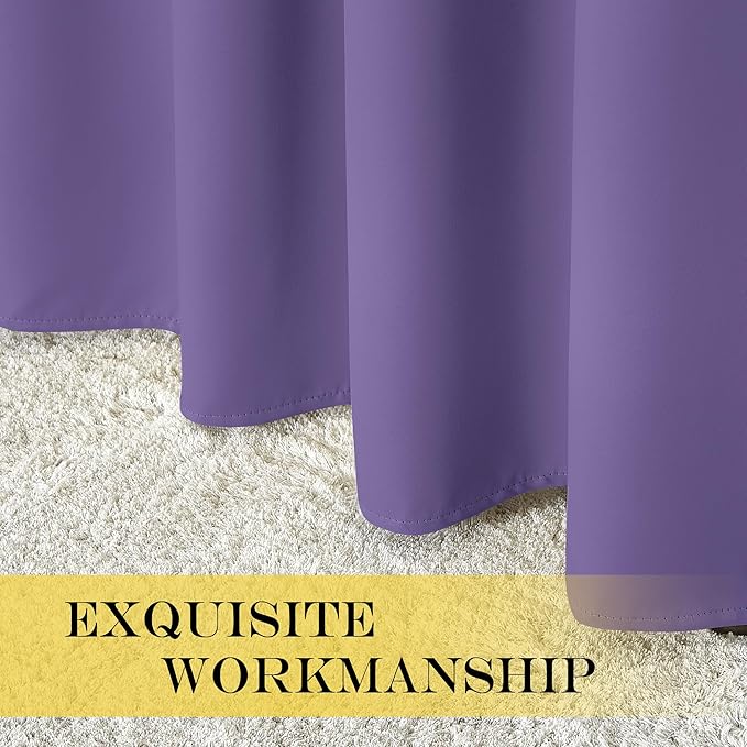 NICETOWN Blackout Sliding Glass Door Curtains, Room Darkening Thermal Insulated Curtains for Living Room Bedroom, Extra Wide Window Drapes, 1 Panel, W80 x L118, Lilac Purple