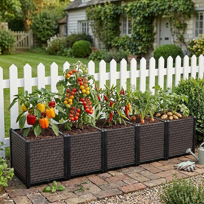 Large Planters for Outdoor Plants - Deepened 20" H, Raised Beds for Gardening Self Watering, Elevated Planter Box with Legs, Rectangular Garden Planters for Outdoor Plants Flowers, 78.7"L x 15.7"W