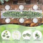 Artificial Eucalyptus Garland with White Blooms, 2 Pieces, 6 Ft Long