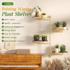 Window Rotating Plant Stand Shelf Indoor Gold Metal Floating Shelves 4-Tier Wall Mount Plant hanger Holders for Wall Planter Modern Home Decor window sill gifts