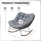 Grand patio Outdoor Rocking Chair, E-Coated Modern Cozy Lounge Rocker Chair with Cushion for Balcony Porch Patio, Gray