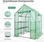 Aoodor Walk-in Greenhouse with 8 Shelves, 4.7 × 4.7 × 6.4 ft Outdoor Garden Plant House with PE Cover for Growing Vegetables, Flowers, Herbs