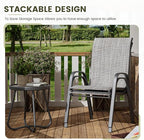 Patio Chairs Set of 4, Stackable Outdoor Dining – Light Grey