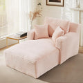 65.4" Chaise Lounge Chair Indoor, Oversized Boneless Couch Comfy Upholstered Sleeper Sofa Bed with 3 Pillows, Corduroy Cloud Reading Chair for Living Room No Assembly Required, Pink