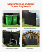 VEVOR 2 Panels Outdoor Privacy Screen, 48 x 48 in Air Conditioner Fence with 27.6 in Ground Stakes, Pool Equipment Enclosure, Horizontal Vinyl Privacy Fence, Ideal for Trash Can and A/C Units, Black