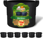 Gardzen 6-Pack 7 Gallon Grow Bags, Aeration Fabric Pots with Handles, Heavy Duty Cloth Pots for Plants