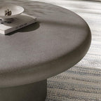 Modway Argos Round Concrete Coffee Table in Gray - Cement Low Coffee Table for Sitting on The Floor - Weather Resistant Stone Patio Coffee Table - Indoor Outdoor 34 Inch Center Table