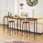 HOOBRO Bar Stools, Set of 2 Bar Chairs, Kitchen Round Height Stools with Footrest, Breakfast Bar Stools, Sturdy Steel Frame, for Dining Room, Kitchen, Party, Easy Assembly, Rustic Brown BF03BY01