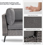LAUSAINT HOME Outdoor Patio Furniture, 7 Piece Outdoor Sectional Sofa PE Rattan Wicker Patio Conversation Sets, All Weather Patio Furniture Set with Thick Cushions for Garden, Backyard (Grey)