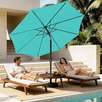 MEWAY 9ft Patio Umbrella Outdoor Table Umbrellas with Push Button Tilt and Crank, Market Umbrella 8 Sturdy Ribs for Deck, Garden, Pool and Backyard, Teal