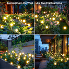 Outdoor Solar Garden Lights: 4 Pack 32 LED Firefly Solar Powered Lamps - Bright Outside Waterproof Pathway Lighting Modern Yard Patio Decorations - 2025 Gardening Gifts for Women Mom Friends
