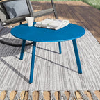 Grand patio 28-inch Round Steel Coffee Table, Outdoor Patio Side Table, Great for Backyard Patio Deck, Peacock Blue
