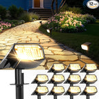 Solar Spot Lights Outdoor IP67 Waterproof 12 Pack, 63 LED 3 Modes Solar Landscape Spotlights for Yard Garden Pathway Wall House Garage (Warm White)