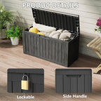 Deck Box 80 Gallon Black Resin with Lockable Lid