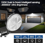 4 Pack 150W LED Barn Light, 20000LM Dusk to Dawn Sensor Security Light with 150° Adjustable Angle Photocell, IP66 Waterproof 6500K Daylight Outdoor Lighting for Farmhouse/Yard/Street
