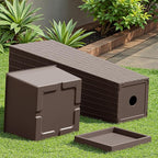 Devoko Resin Tall Planters with Tray for Outdoor Plants Set of 2, Large Taper Outdoor Planter Pots with 4 Drainage Holes, Flower Pots Modern Decor for Porch, Patio, Backyard, Garden(Brown, 32")