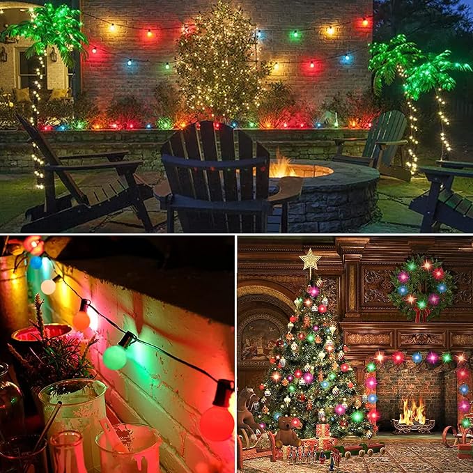 String Lights, 25 Ft G40 Ceramic Multicolor Bulbs, Indoor and Outdoor Use