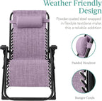 Best Choice Products Oversized Zero Gravity Chair, Folding Outdoor Patio Recliner, XL Anti Gravity Lounger w/Removable Cushion, Cup Holder, Side Tray, 350lb Capacity - Lavender