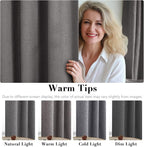 H.VERSAILTEX Primitive Linen Curtains 100% Blackout Curtain Drapes Burlap Fabric Curtains with White Thermal Insulated Liner, Grommet Top Drapes Living Room/Bedroom (2 Panels, 42 x 54 Inch, Grey)