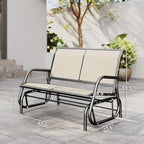 Outsunny 2-Person Outdoor Glider Bench, Patio Double Swing Rocking Chair Loveseat w/Powder Coated Steel Frame for Backyard Garden Porch, Beige