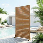 Casaphoria Metal Privacy Screen Outdoor, 72" H x 35" W Freestanding Decorative Privacy Screen for Patio Deck Balcony Garden with Stable Base, Black-Perilla