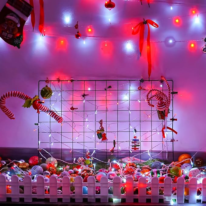String Lights with 500 LEDs, 165ft Red and White, IP44 Outdoor