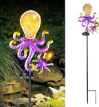 Yiosax-Solar Outdoor Lights Decorative-Yard Outdoor Decorative - Garden Stakes Octopus Decorative Waterproof 7 LED Light Decor Ocean Beach Theme for Lawn Path Yard Decoration Gift Idea