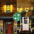 Wall Lights 6 Pack Black Solar Flame Lanterns, Waterproof Outdoor