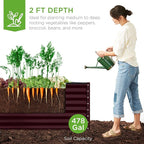 Best Choice Products 8x4x2ft Outdoor Metal Raised Garden Bed, Deep Root Planter Box for Vegetables, Herbs & Flowers, 478-Gallon Capacity, 100% Non Toxic Materials - Burgundy