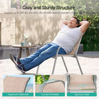 Patio Chairs Set of 6, Easily Set Up Stackable Outdoor Dining Chairs with High Back and Wide Seat, All Weather Breathable Outdoor Chairs Set of 6 with Metal Frame for Backyard Deck Pool, Beige