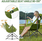 TIMBER RIDGE Hammock Camping Chair with Adjustable Backrest, Heavy Duty Folding Hammock Chair Supports 300lbs, Portable Hammock Chair for Camping, Travelling and Patio, Green 2 Pack