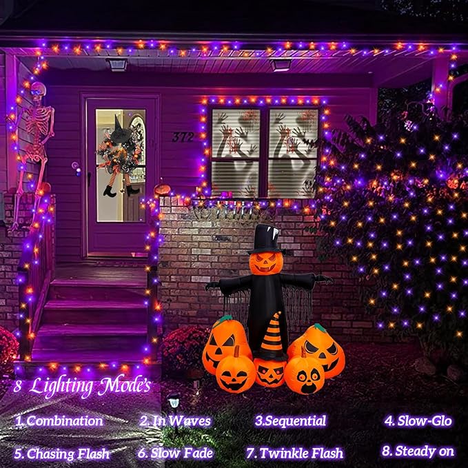 String Lights 165 ft 500 LED Orange and Purple, Outdoor Waterproof