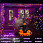 String Lights 165 ft 500 LED Orange and Purple, Outdoor Waterproof