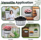 Layhit 6 Pcs Wall Hanging Planters Outdoor Pot Planter Wine Barrel Planter Distressed Oak Thickened Plastic Water Storage Flower Pots for Flower Indoor Outdoor(12 Inches,Wood White)