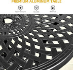 DWVO 30 Inches Round Patio Dining Table with Umbrella Hole, Antique Cast Aluminum Outdoor Bistro Table Outdoor Side Table for Backyard, Garden, Patio, Porch, Black