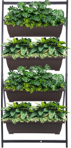 KHOMO GEAR Vertical Garden Planter Balcony Garden Outdoor 4 Tier Raised Bed Box with Stacking Planters Indoor Patio Tower for Plants Vegetables Flowers & Herbs