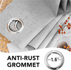 H.VERSAILTEX Linen Blackout Curtains Durable Thick Textured Linen Look 100% Blackout Patio Door Curtain Anti Rust Grommet Extra Wide Sliding Door Curtain Panel, Glacier Gray, W100 x L84 inch