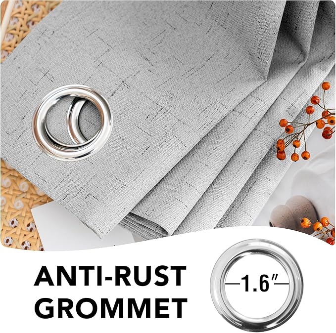 H.VERSAILTEX 100% Blackout Curtains for Bedroom, Thermal Insulated Linen Textured Curtains Heat and Full Light Blocking Drapes Living Room Curtains 2 Panel Sets, Glacier Gray, 52x84 Inch