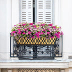 4 Pack 24 Inch Window Boxes Planters for Outdoor Plants Railing Planter Box with Adjustable Brackets for Windowsill Porch Fence Patio Hanging Flower Coco Baskets for Outside Decoration - Black