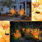 2 Pack Solar Stake Lights Outdoor Decor Waterproof Mums Artificial Flowers Solar Lights for Outdoor Garden Yard Pathway Decor (Orange,Camellia)