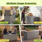 Devoko 100 Gallon Outdoor Storage Box, Waterproof Resin Deck Box for Patio Furniture, Lockable Container for Garden Cushions & Pool Supplies (Light Brown, 100 Gallon)