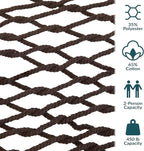 Sunnydaze Cotton Rope Hammock for Outside - 450-Pound Capacity Indoor or Outdoor Hammock with Spreader Bars - Brown