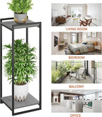 2-Tier Plant Stand Indoor, 34" Tall Modern Plant Shelf Corner Flower Pot Holder Organizer for Living Room Balcony Garden, Oak Grey