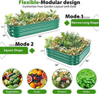 Galvanized Raised Garden Bed for Gardening, 3x3x1ft Metal Square Planter Boxes Outdoor for Vegetable,Flower,Herb,Modular Above Ground Growing Container,Green