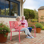 VINGLI 50" Outdoor Bench Metal with Floral Back, Garden Bench Front Porch Bench for Yard Patio Entryway Park Outside, 800lb Capacity - Pink