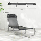 Outsunny 2 Piece Folding Chaise Lounge Chairs, Pool Sun Tanning Chairs with Reclining Back, Breathable Mesh Seat, Headrest for Beach, Yard, Patio, Black